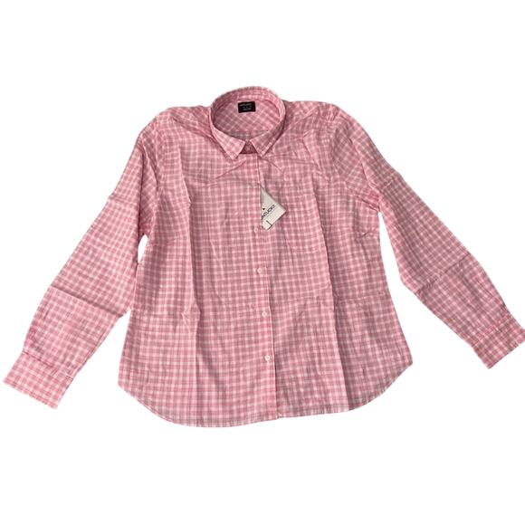NWT UNTUCKit Pink Gingham Long Sleeve Button-Up Shirt Cotton – Size 14 - Picture 1 of 4